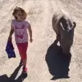 Чудо! Момиченце опитоми бебе носорог